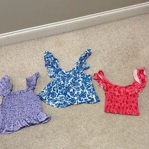 Floral Tops Set - Blue, Purple, and Pink